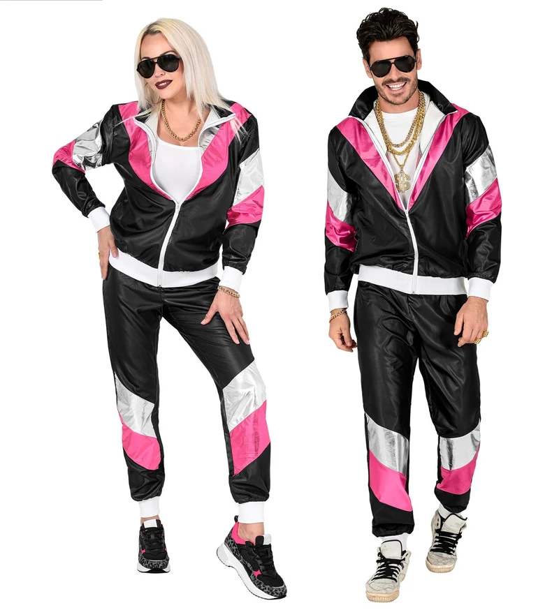Trainingspak zwart neon roze zilver