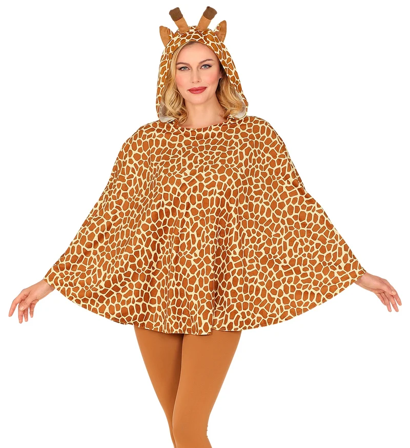 Giraffen poncho met muts volwassenen