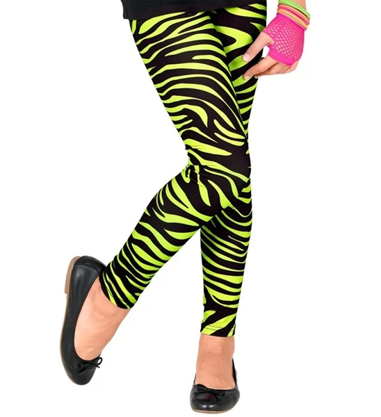 Zebraprint legging kinderen neon groen