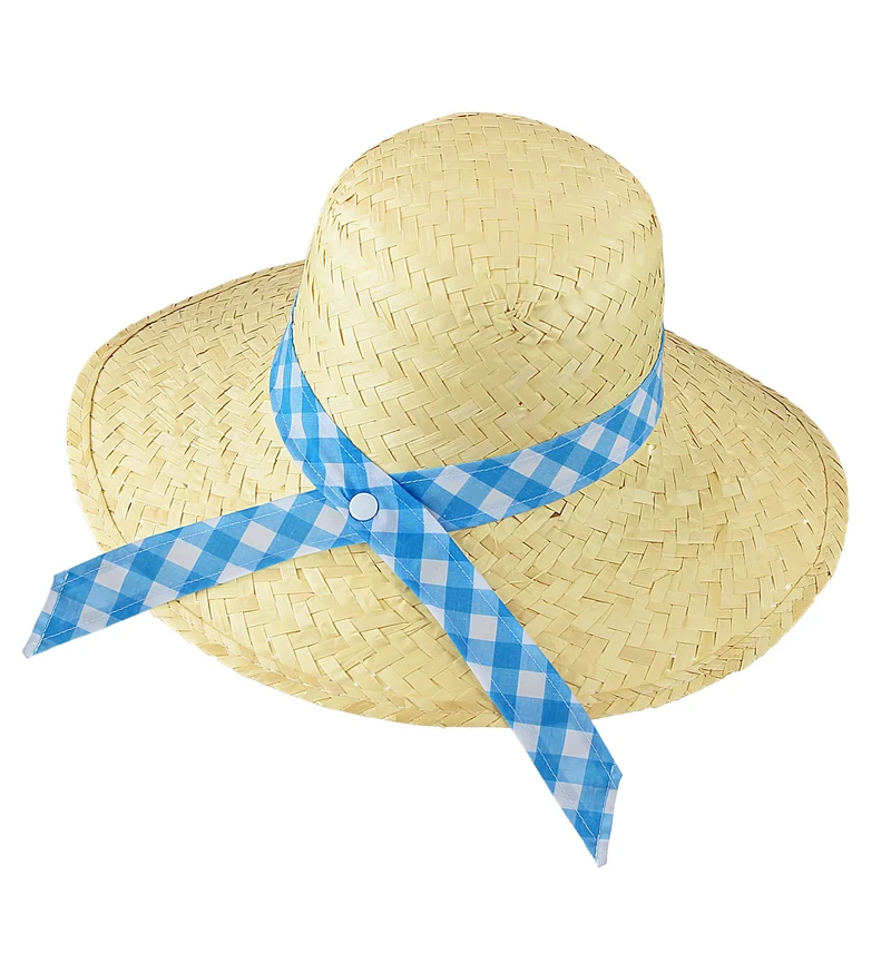 Boerinnen hoed stro blauw