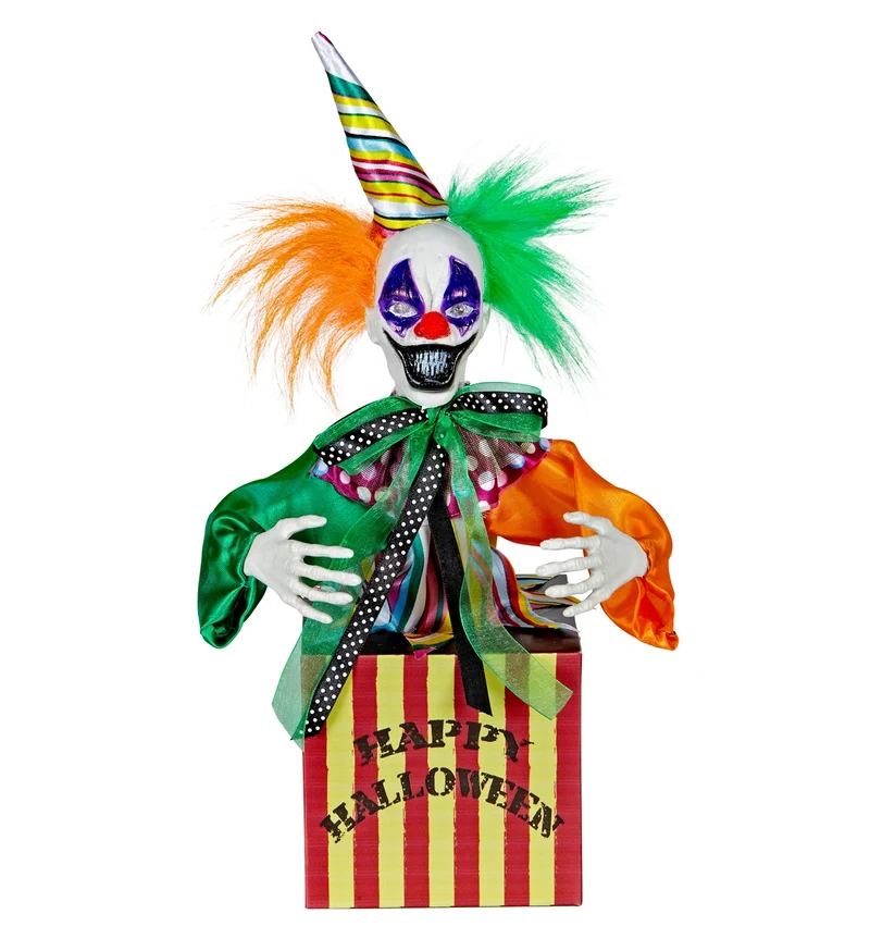 Springende clown uit doos
