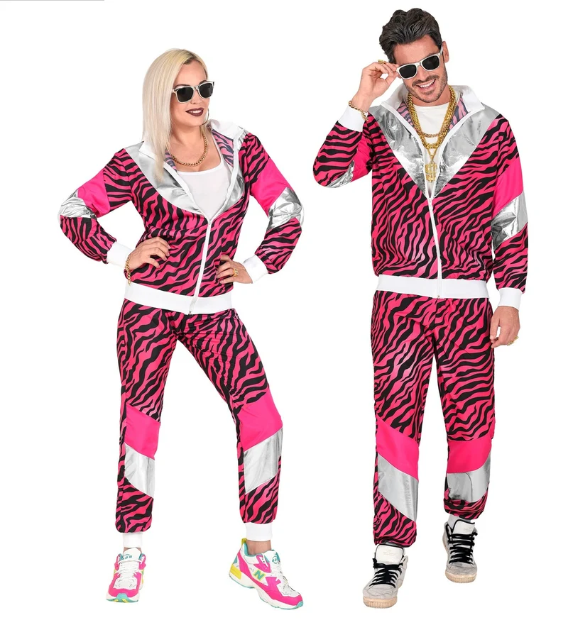 Trainingspak tijger neon roze jaren 80