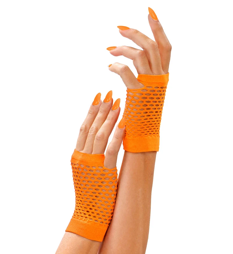 Net handschoenen neon oranje