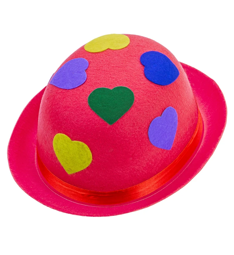 Roze bolhoed clown met hartjes