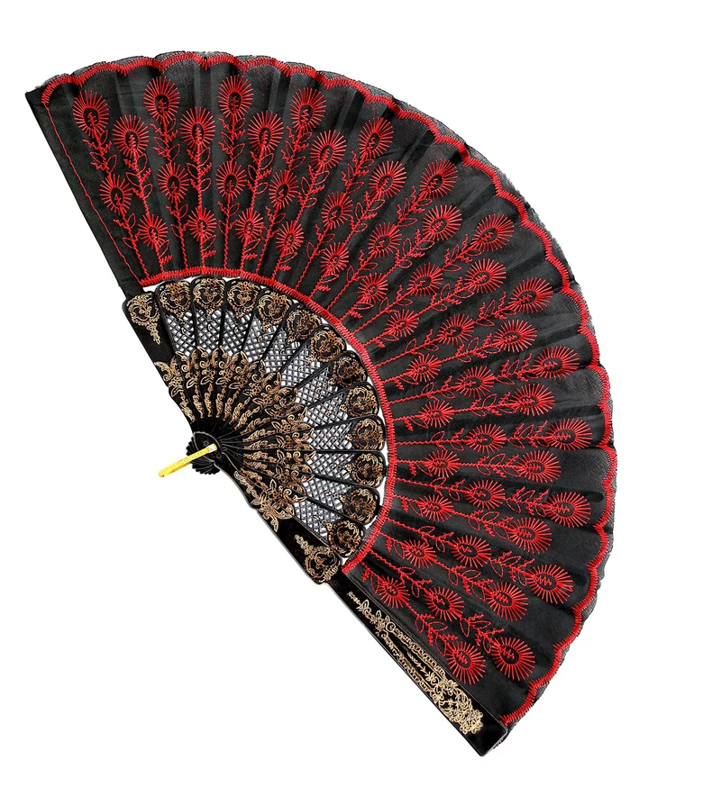 Kanten waaier rood