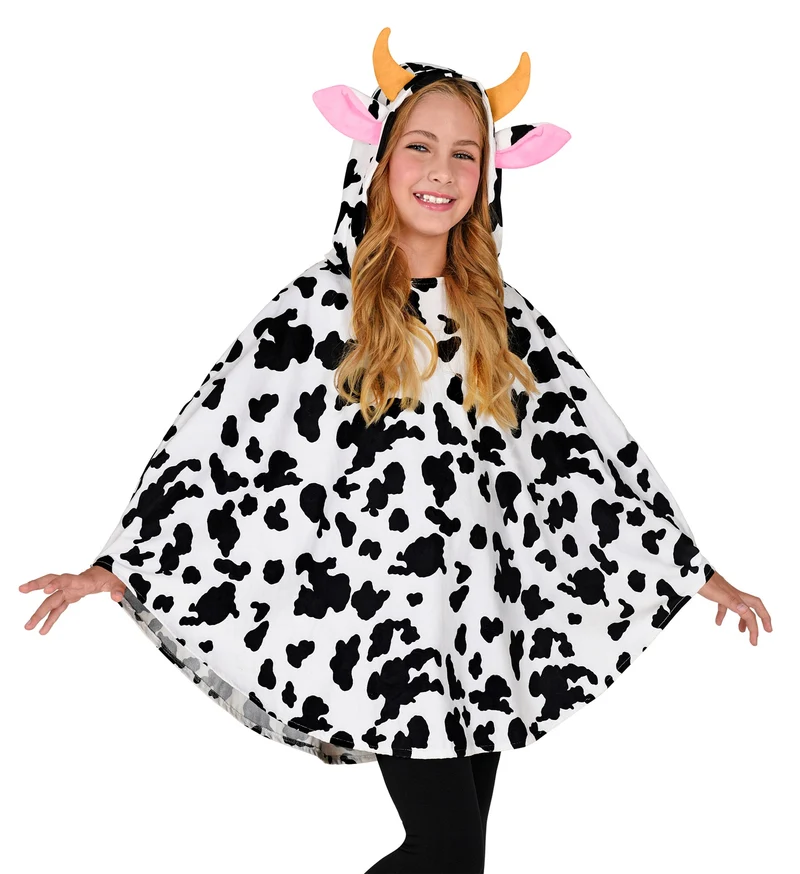 Koeien poncho met muts kinderen