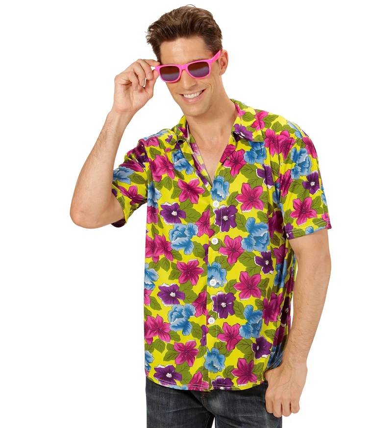 Hawaii shirt bloemen geel