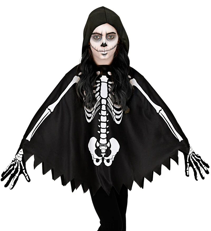 Skelet poncho halloween kinderen