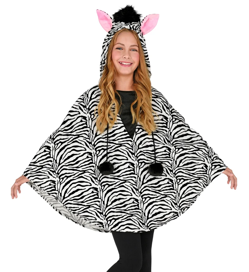 Zebra poncho kinderen met muts