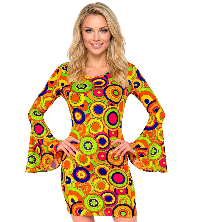 Jaren 70 jurk groovy cirkels