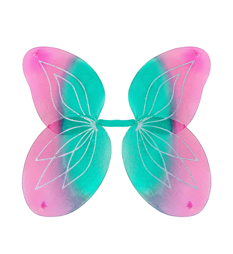 Vlindervleugels glitter roze/groen kinderen