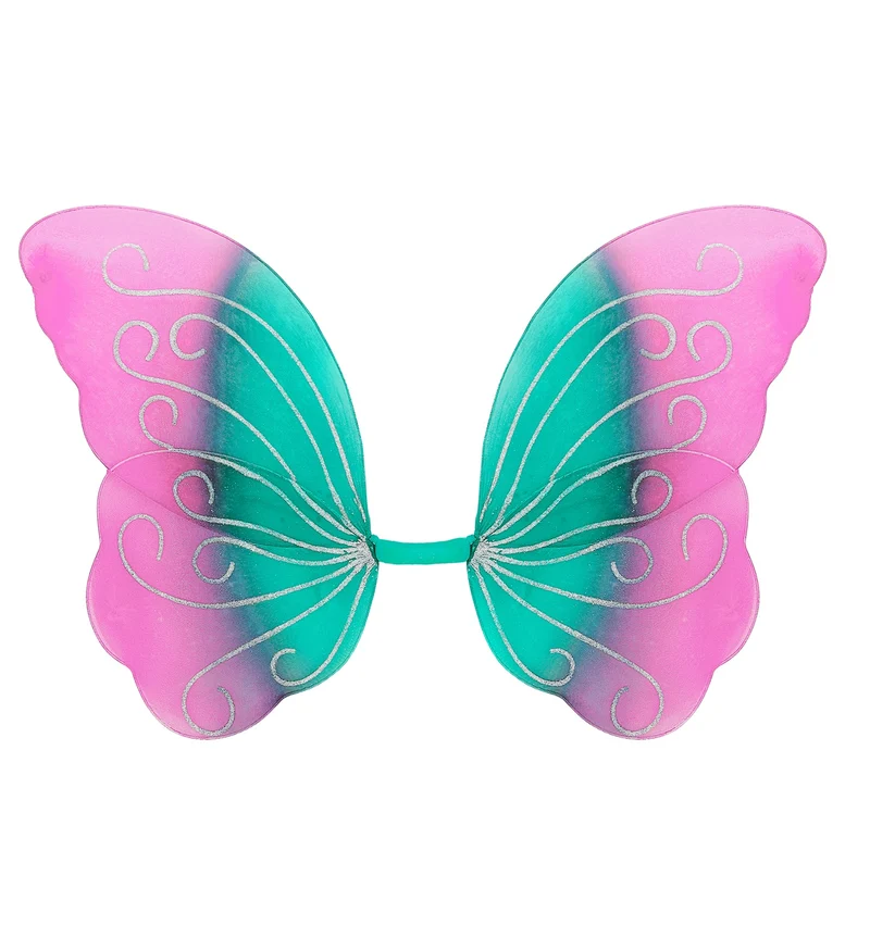 Vlindervleugels glitter roze/groen