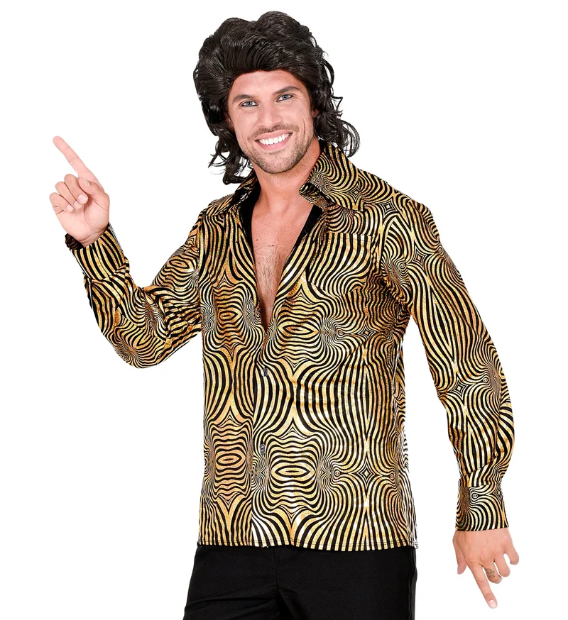 Disco shirt jaren 70 goud heren