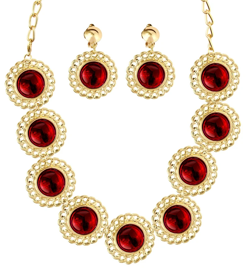 Sieraden set middeleeuwse koningin rood