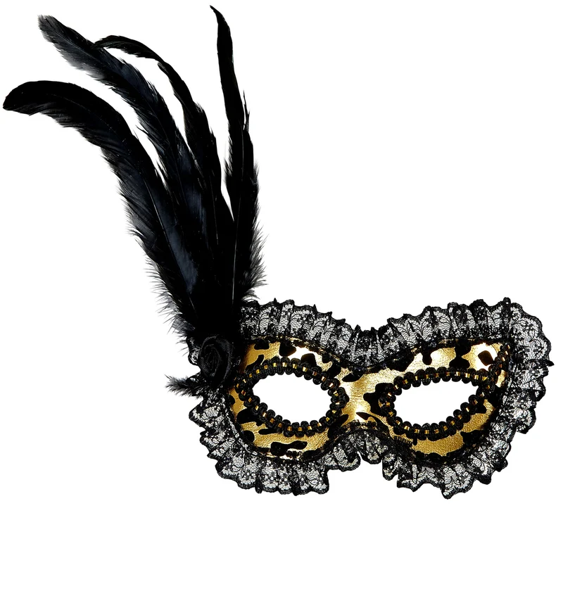 Oogmasker met kant en veren