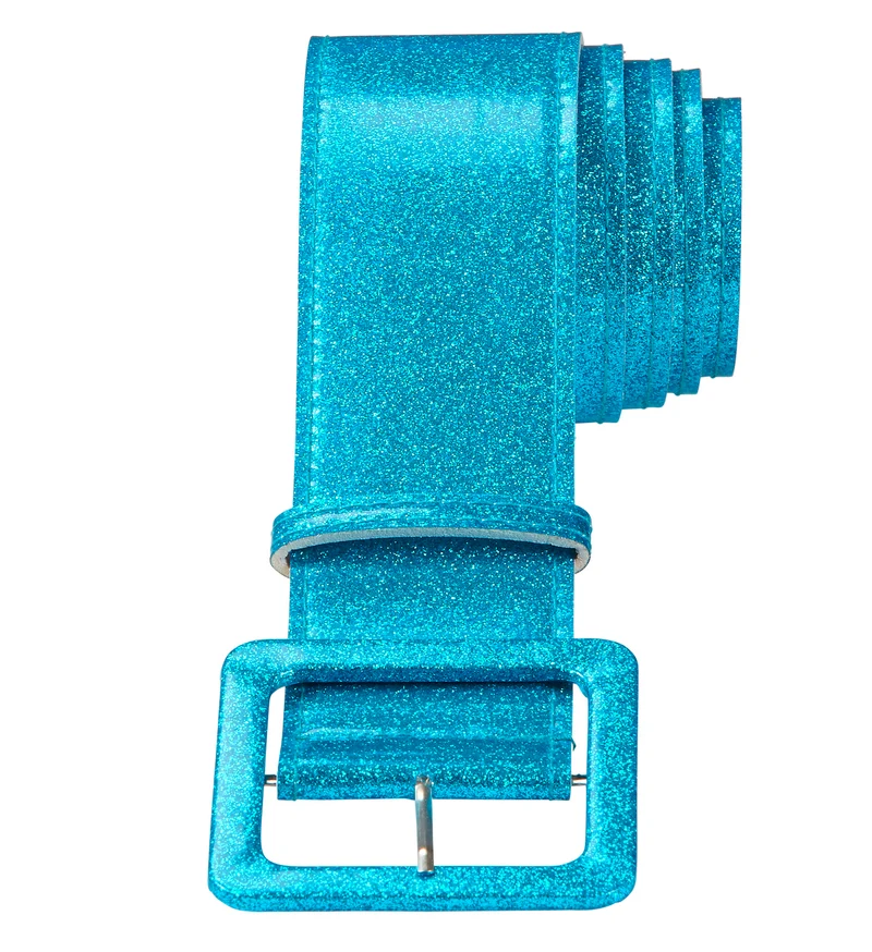 Glitter showriem blauw