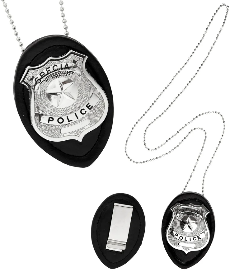Politie badge met clip en ketting