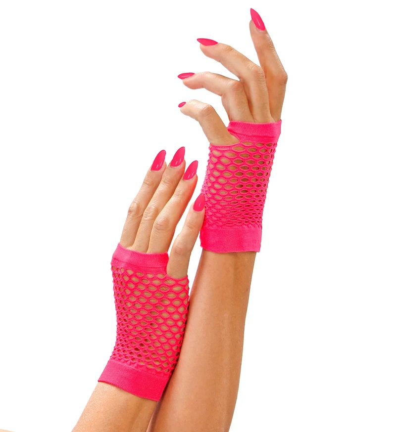 Neon vingerhandschoenen roze