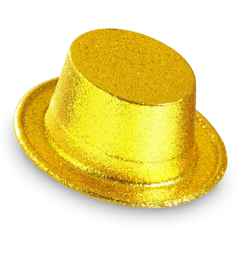Glitter hoge hoed goud