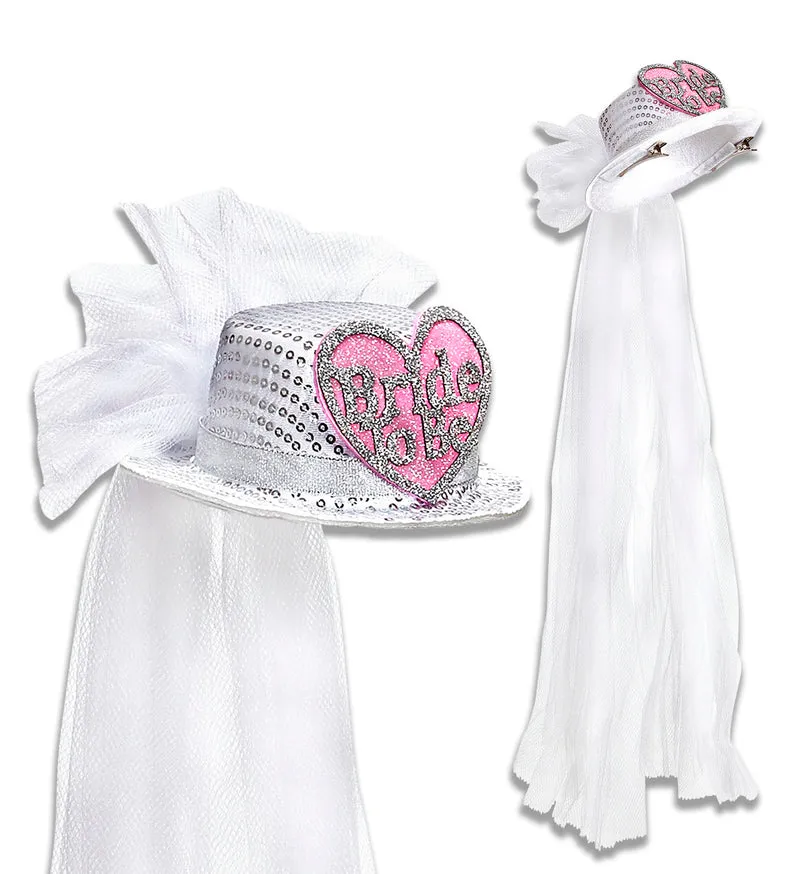 Hoge Hoed Pailletten "Bride To Be" Met Hartje