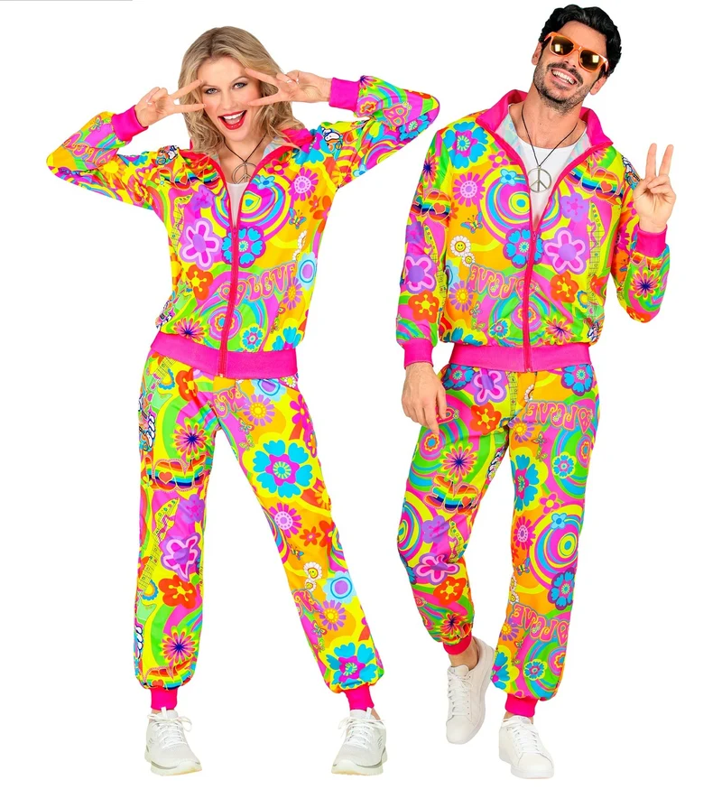 Hippie trainingspak neon gekleurd met jas en broek