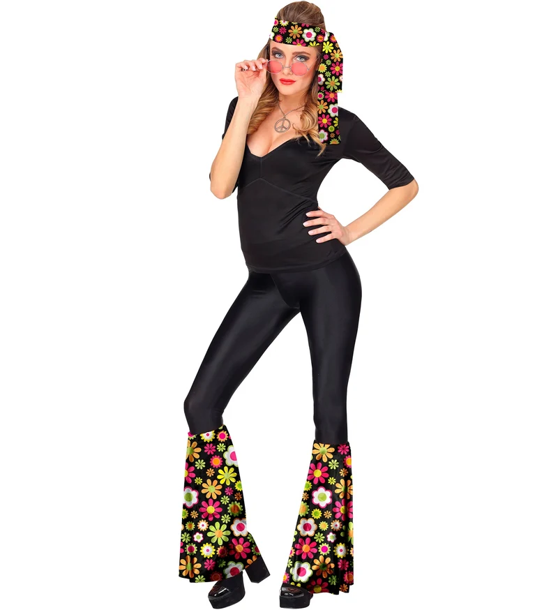 Hippie verkleedset jaren 70 met beenwarmers en hoofdband