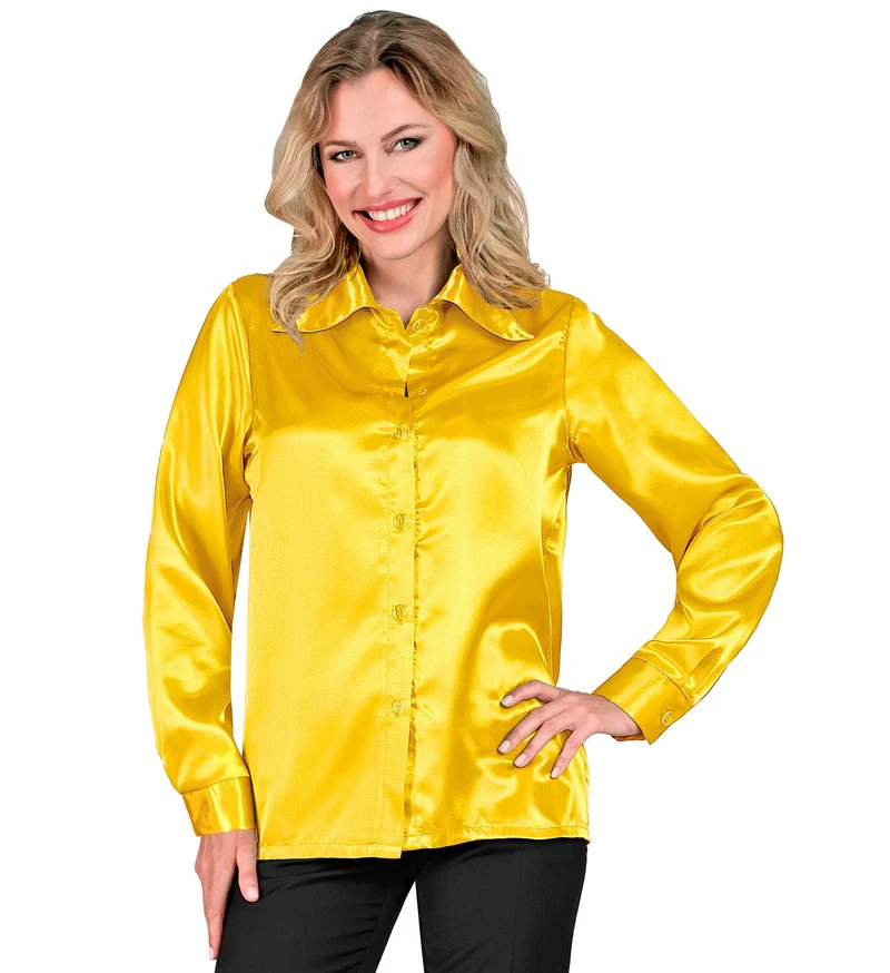Dames jaren 70 disco blouse geel