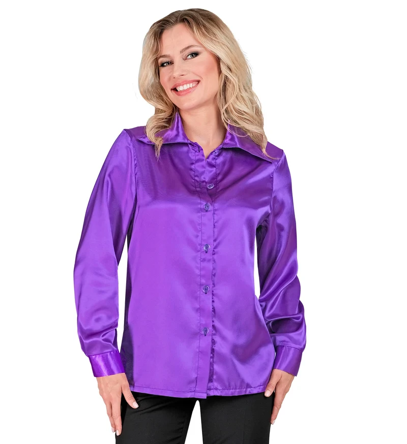 Dames jaren 70 disco blouse paars
