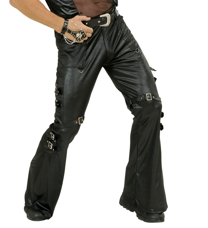 Zwarte lederlook broek Max