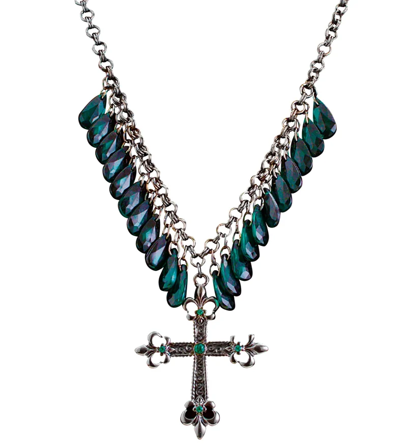 Groene gothic ketting met kruis