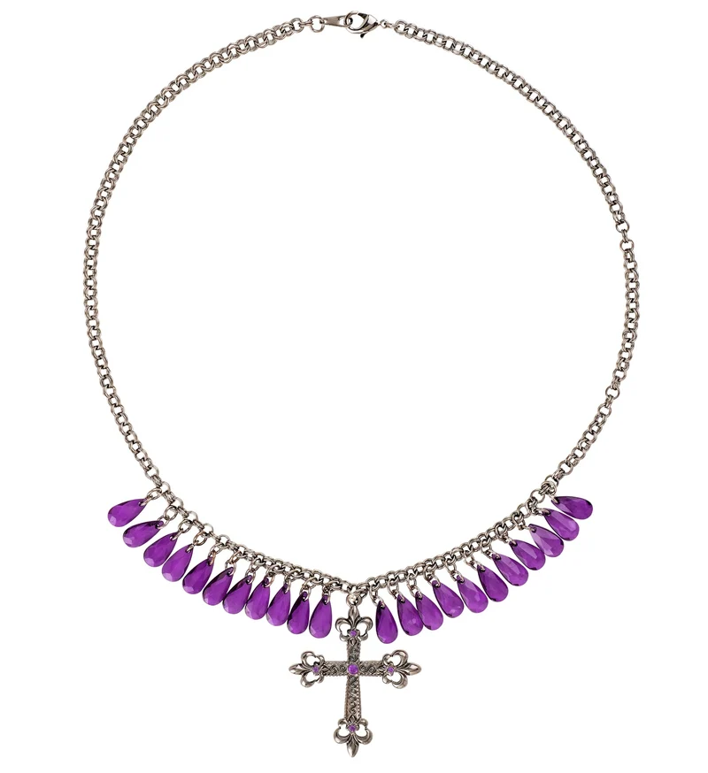 Paarse gothic ketting met kruis