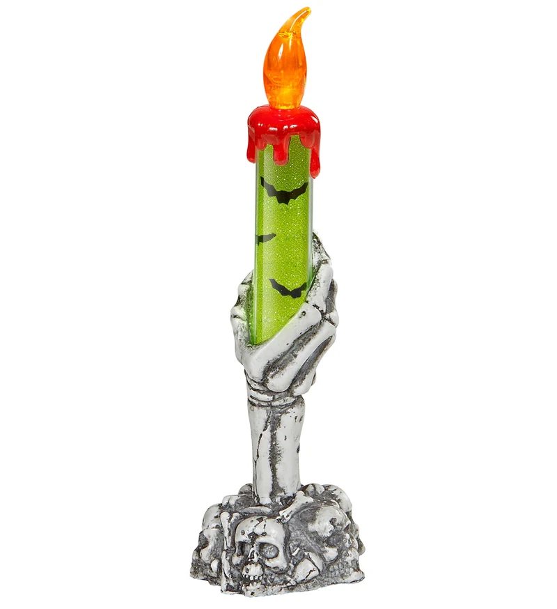 Kaars houder met standaard skelet hand