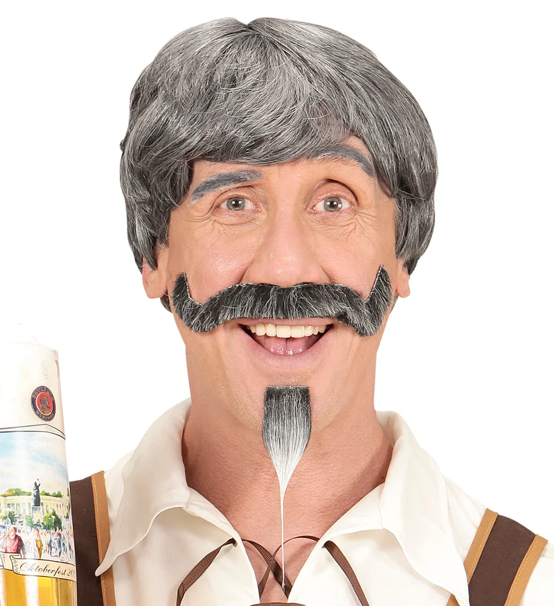 Pruik Beierse man met snor en sik