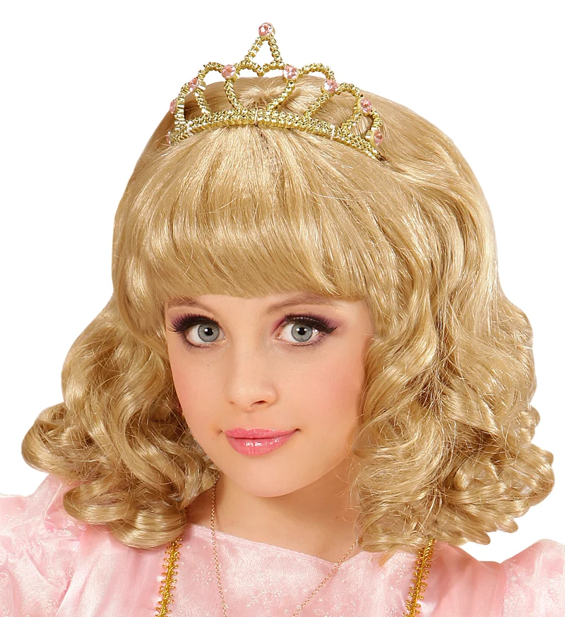 Pruik, Prinses Blond Met Kroon Kind