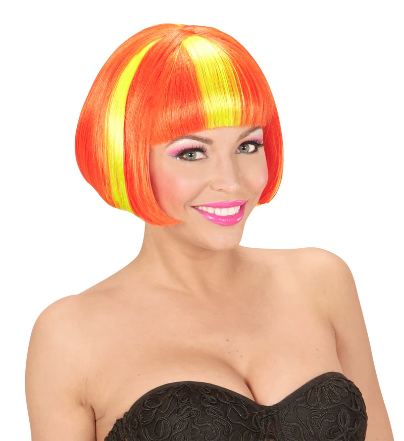 Pruik, Valentina Neon Geel/Oranje