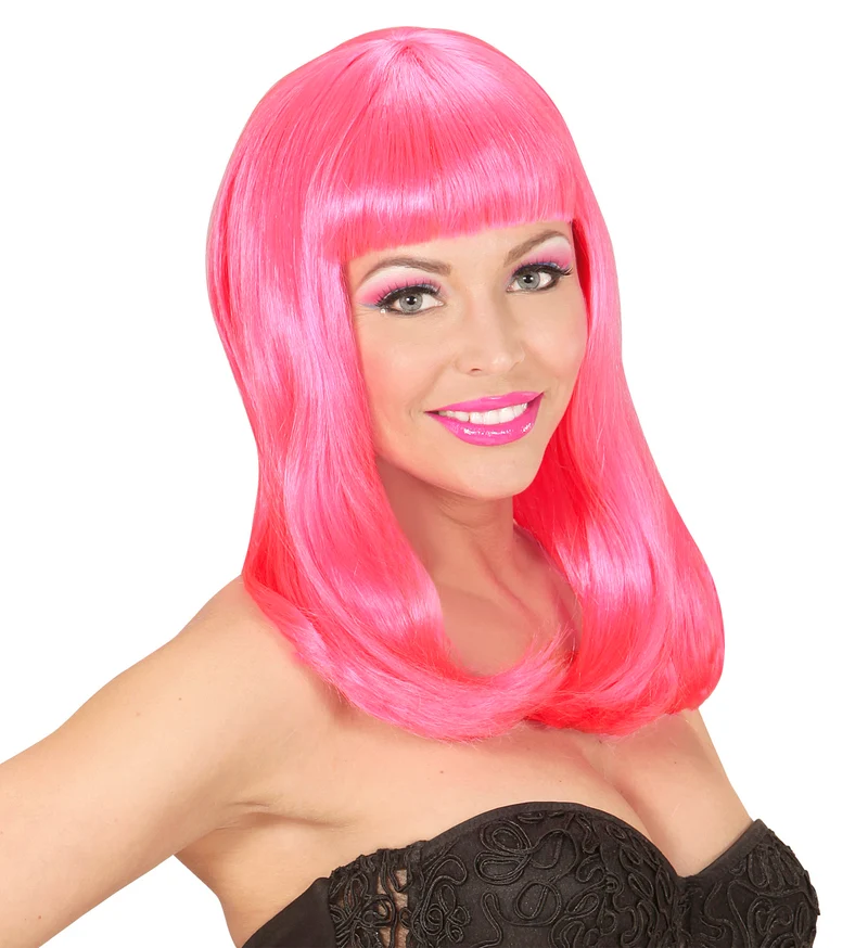 Neon roze pruik Patsy