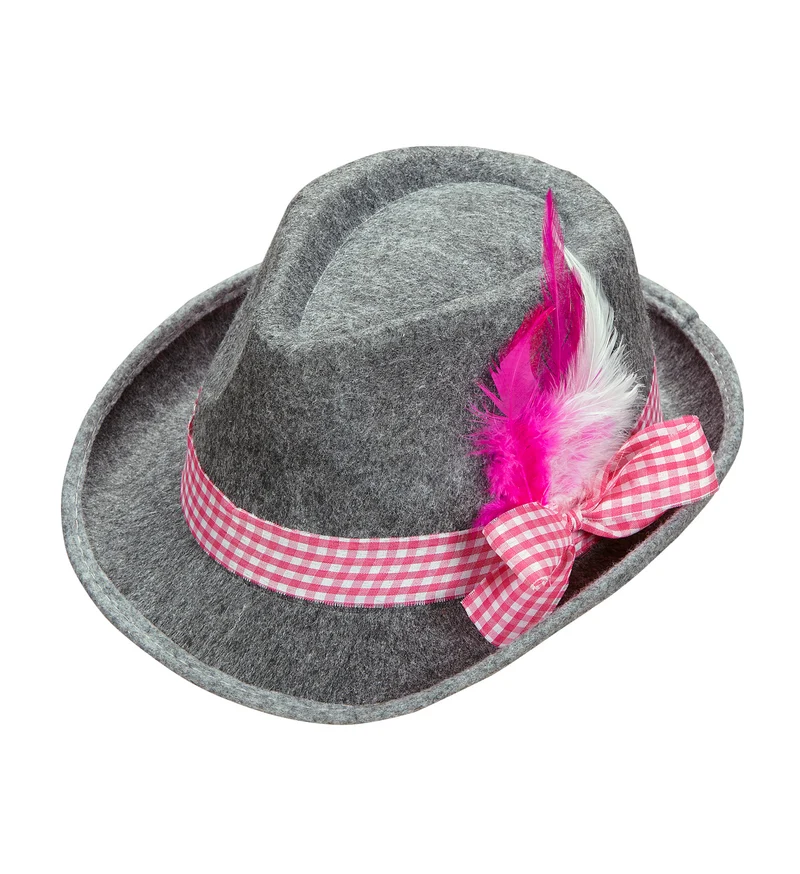 Beierse Fedora met roze veren