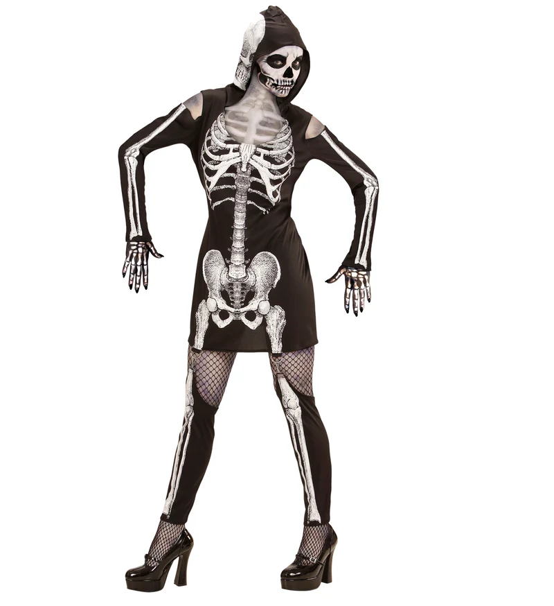 Skeletjurk met schedel voor dames