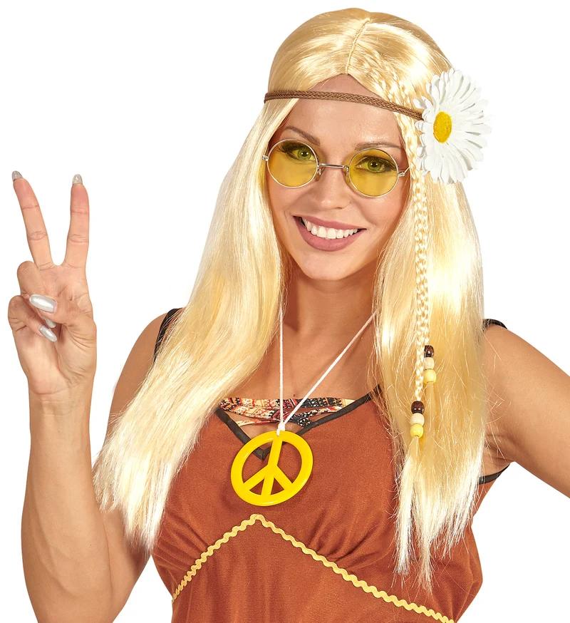 Blonde hippie pruik met haarband