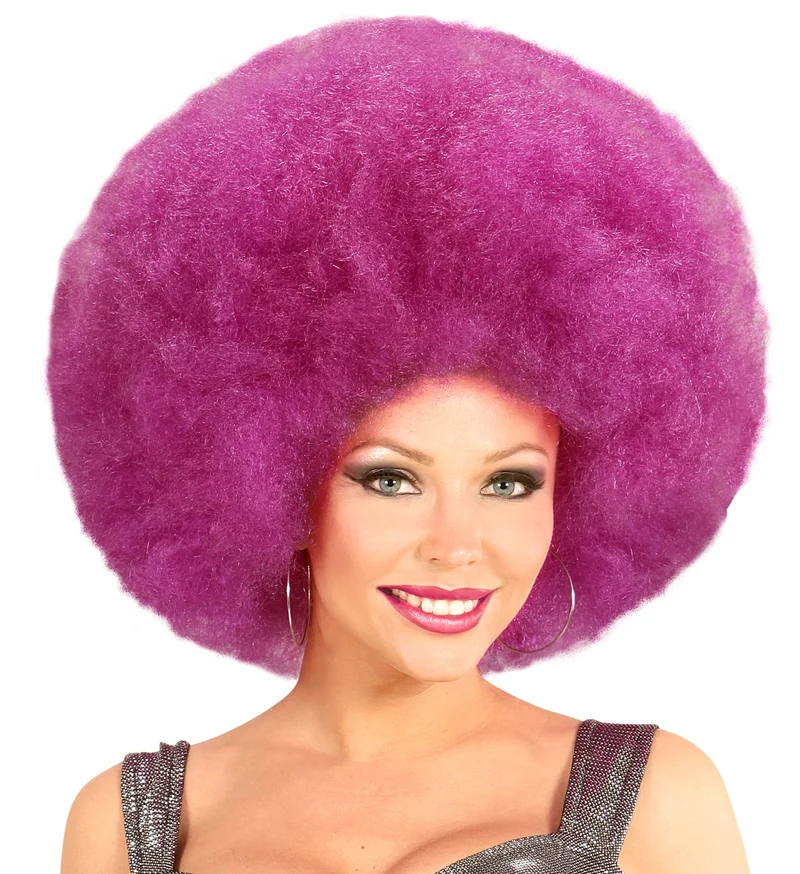 Paarse oversized Afro pruik
