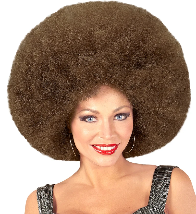 Bruine afro pruik