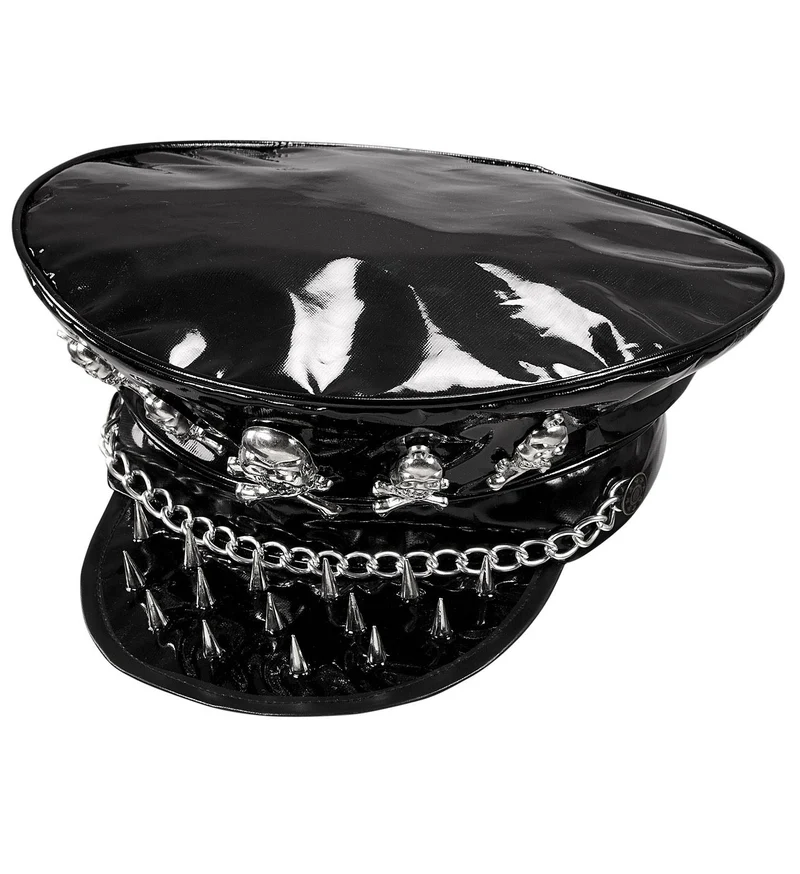 Rocker hoed met schedeltje en ketting