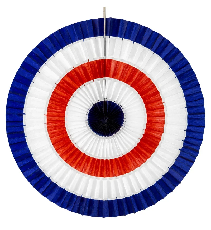 Decoratie waaier rood wit blauw 50 cm