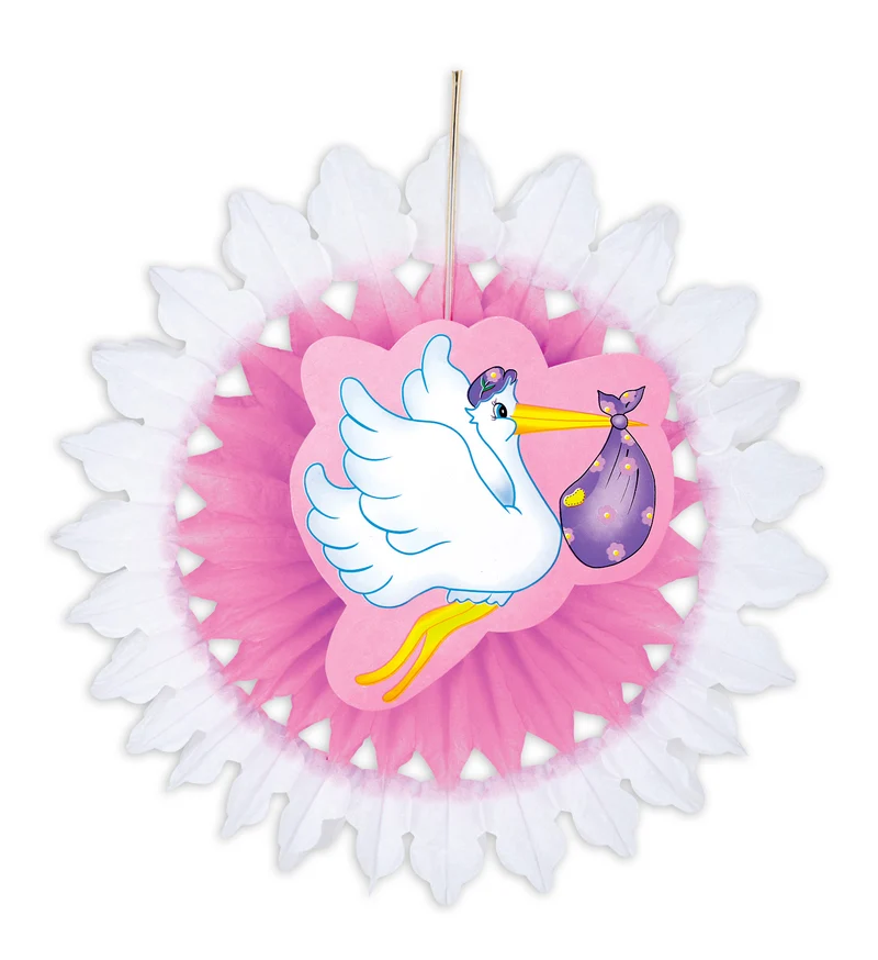 Roze ooievaar waaier decoratie