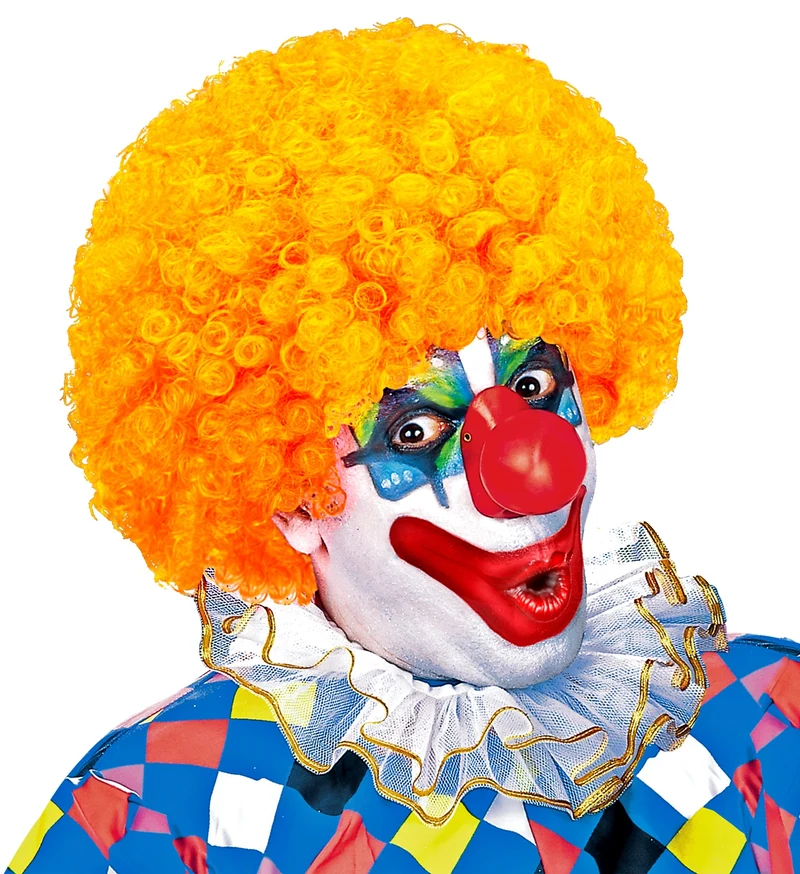 Clownspruik krulletjes oranje