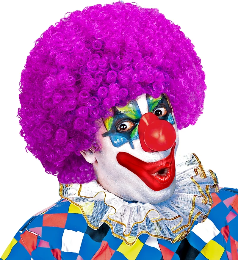 Clownspruik krulletjes paars