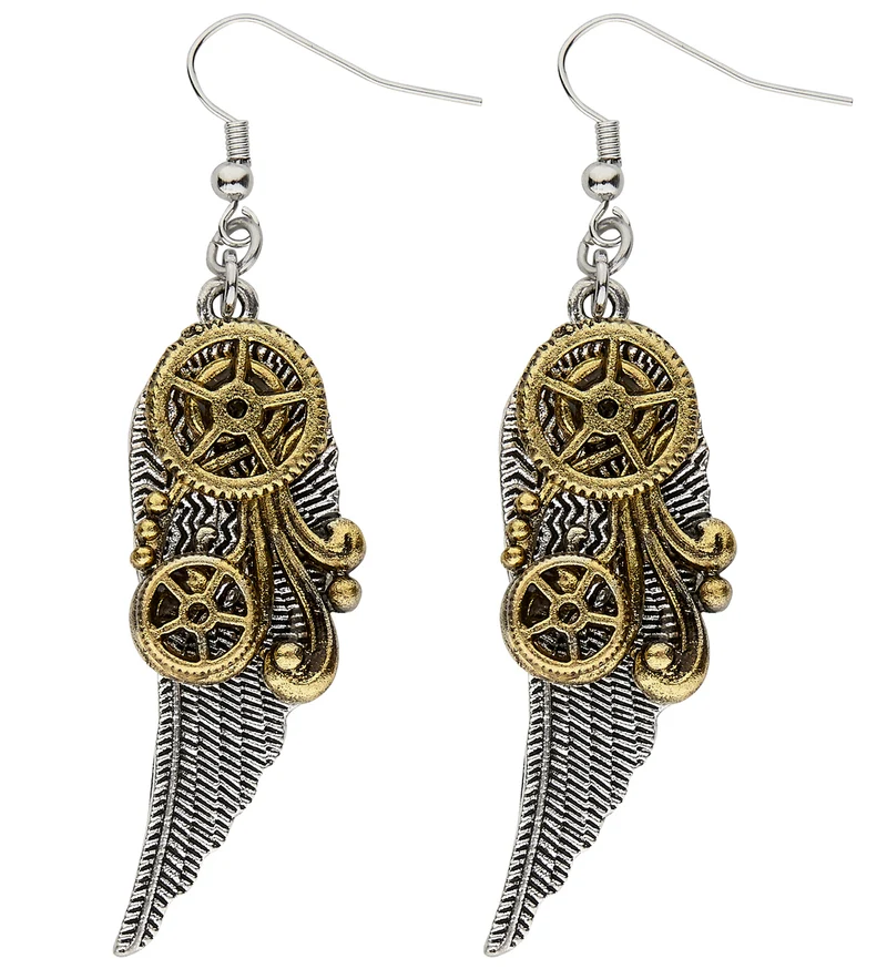Oorbellen steampunk met vleugels