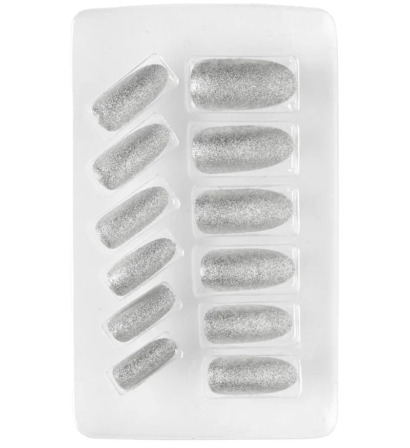 Fluoriserende opplaknagels zilver glitters