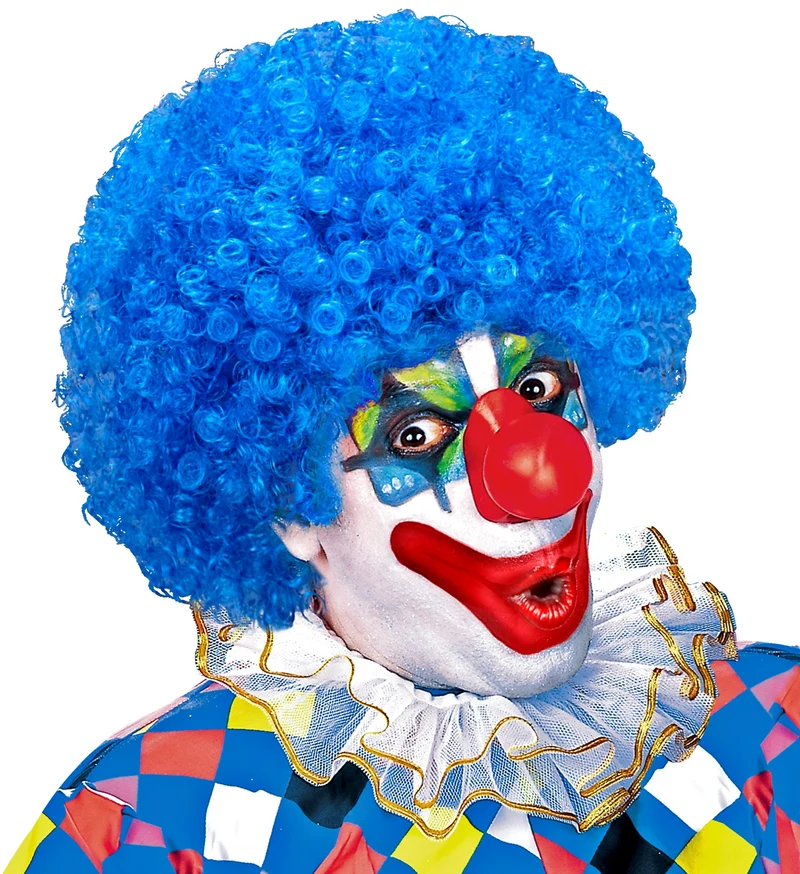 Clownspruik krulletjes blauw