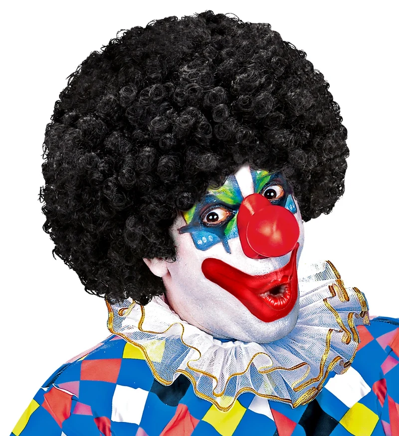 Clownspruik krulletjes zwart